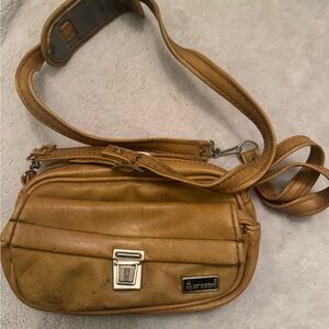 Marsand Vintage Small Leather Camera Bag Tan Crossbody Wristlet USA